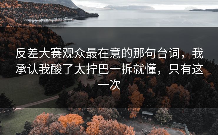 反差大赛观众最在意的那句台词，我承认我酸了太拧巴一拆就懂，只有这一次