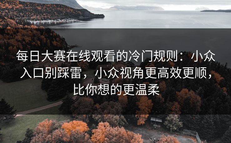 每日大赛在线观看的冷门规则：小众入口别踩雷，小众视角更高效更顺，比你想的更温柔  第1张